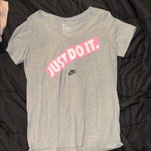 Nike Heather Gray Tee with Pink Graphic